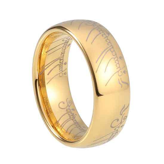 Gold Lord of the Rings Tungsten Carbide Ring